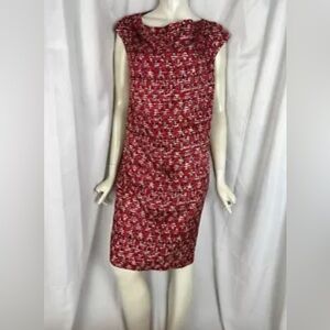 Carolina Herrera Red Patterned Women's Dress Size 4 100% Silk